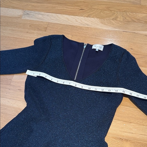 Milly Navy Shimmer Fit & Flare Dress – Size S - Picture 6 of 7